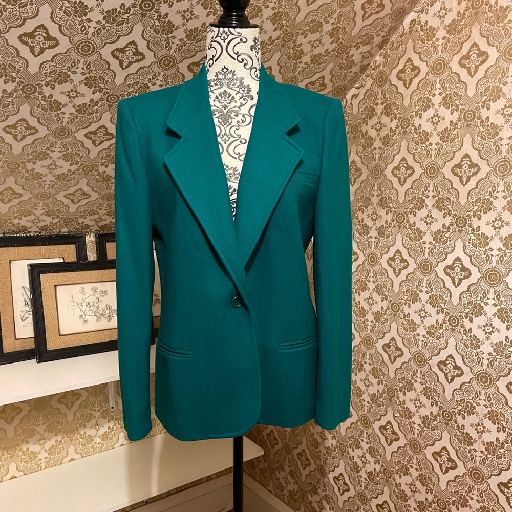 Vintage 100% wool emerald green jacket